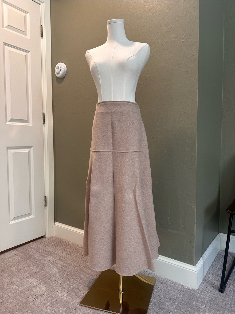 OGL Oatmeal Maxi A-Line Wool-Blend Skirt - Picture 2 of 11